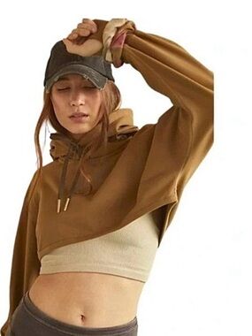 Free People Movement Total Eclipse Cropped Sweatshirt in Brown Size Small